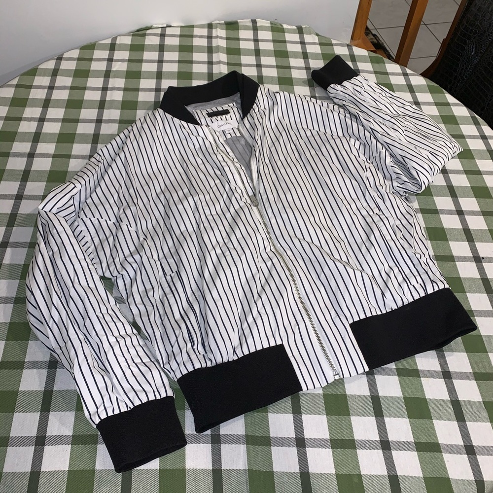 Calvin Klein Striped Bomber Jacket